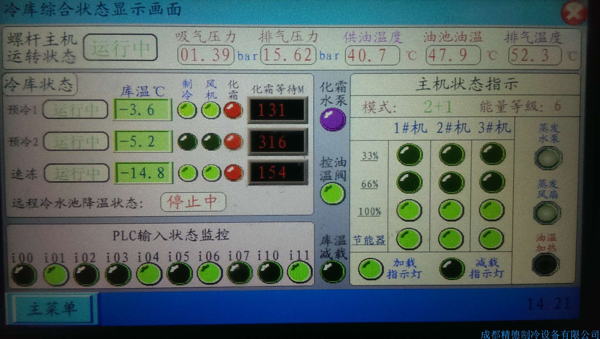 中央機組控制畫面